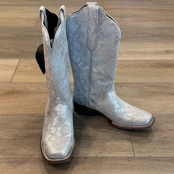 JB Dillon Reserve NWT Womens 8 Silver Glitter Embroidered Cowgirl Western Boots - Picture 6 of 15